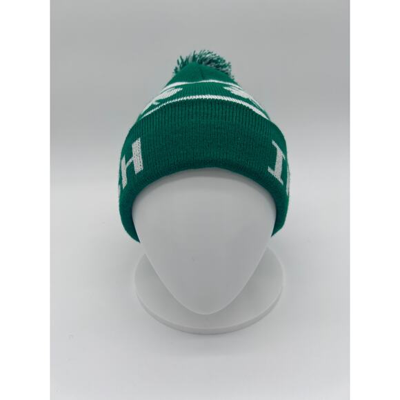 Irish Green Knit Beanie Hat with Pom Pom Unisex Winter Warm - Picture 1 of 4
